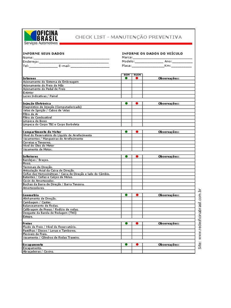 Check-list Automotivo.pdf | Injeção Eletrônica | Tecnologias ...