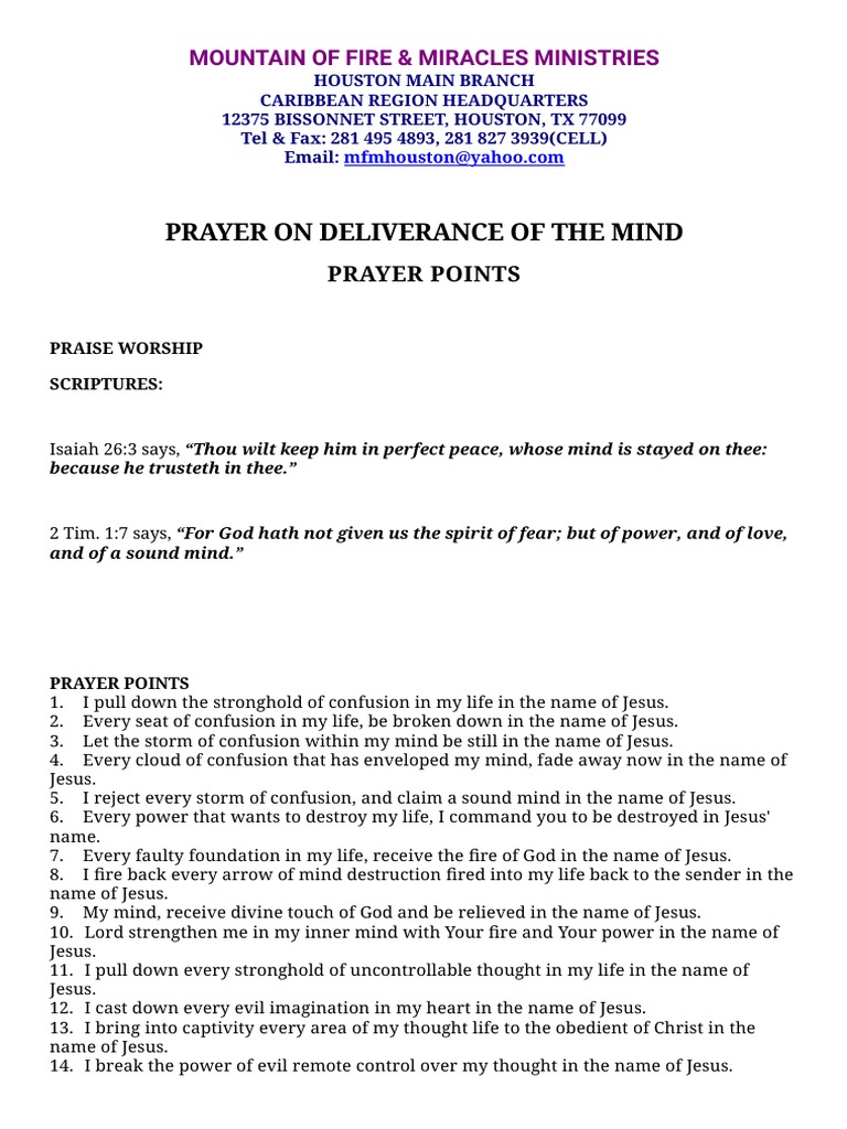Prayer On Deliverance of The Mind PDF Hell Seven Deadly Sins