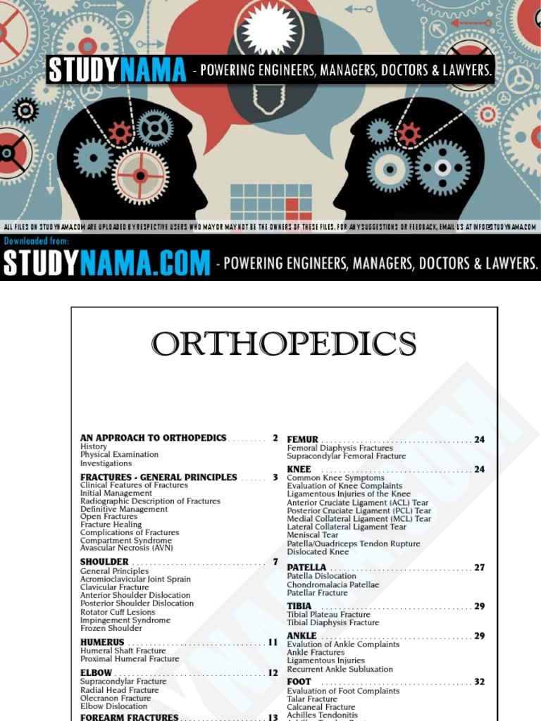 Orthopedics Ebook Notes PDF | Download Free PDF | Shoulder | Knee