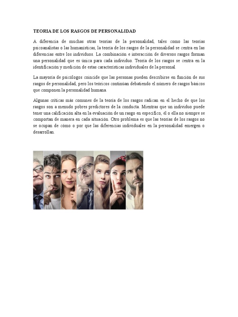Teoría de Rasgos de Personalidad | PDF | Comportamiento | Metafísica de ...