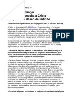 Entrevista Al Card. Ratzinger El Hombre Necesita A Cristo Porque Tene Deseo de Infinito.