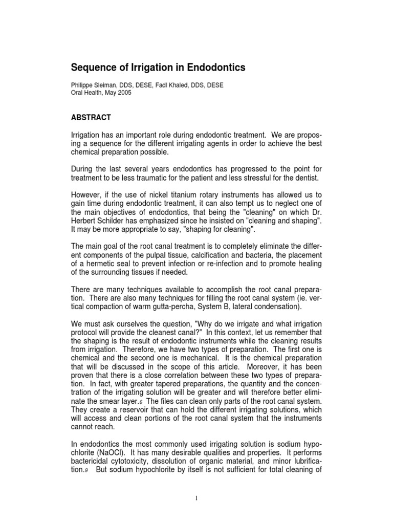 Irrigation in Endodontics PDF PDF