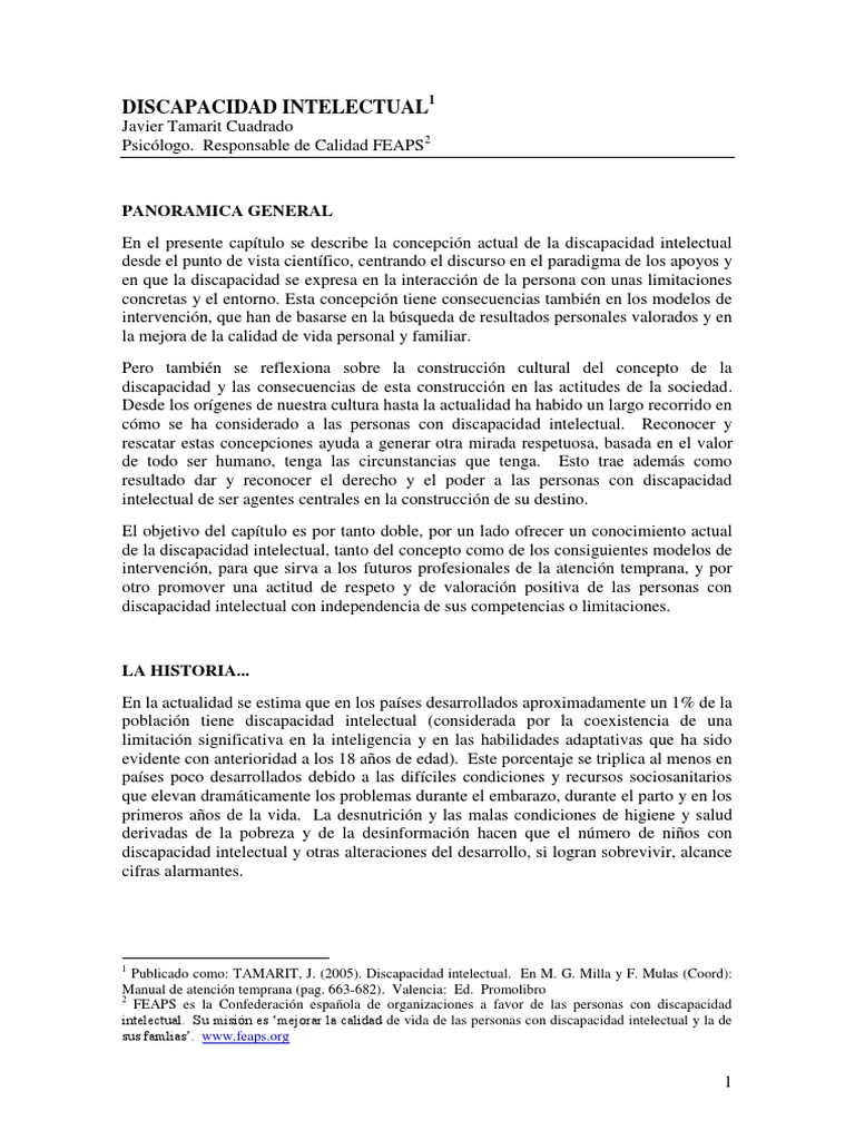 Concepción actual de la discapacidad intelectual | PDF
