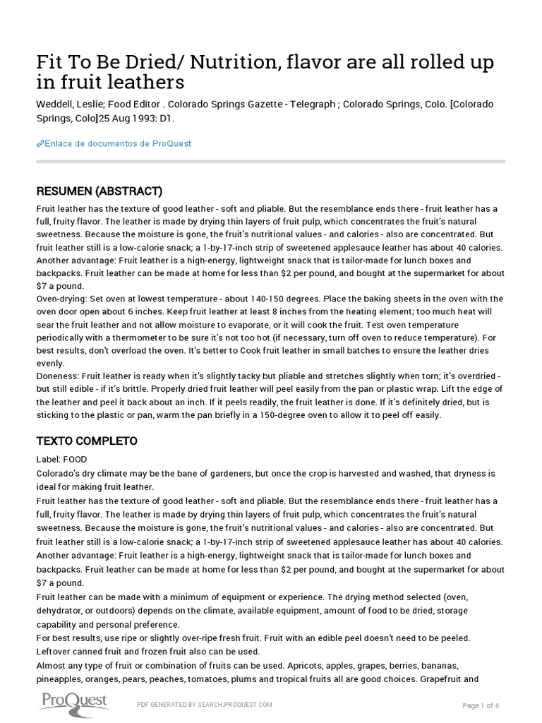 Fit To Be Dried/ Nutrition, Flavor Are All Rolled Up in Fruit Leathers