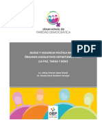 Acoso y Violencia Política en Los Órganos Legislativos Departamentales (La Paz, Tarija y Beni)