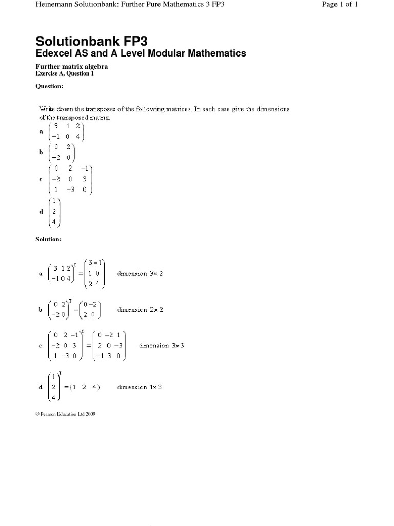 Solutionbank FP3: Edexcel AS and A Level Modular Mathematics | PDF ...