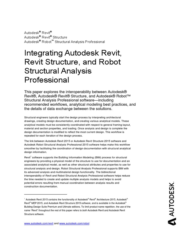 historie ubehageligt leje Linking Autodesk Revit and Robot Structural Analysis Professional PDF | PDF