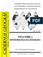 Notas Sobre a Espistemologia Da Geografia. Maio de 2005