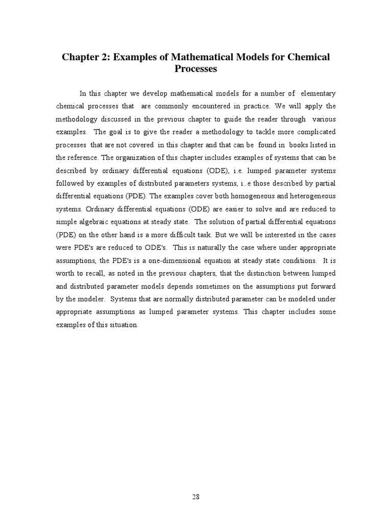 Chapter 2: Examples of Mathematical Models For Chemical Processes | PDF ...