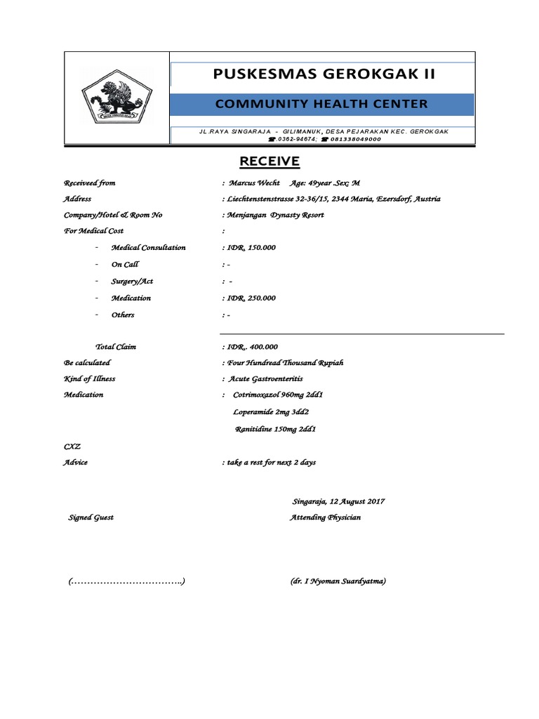 Medical Report for Acute Gastroenteritis | PDF