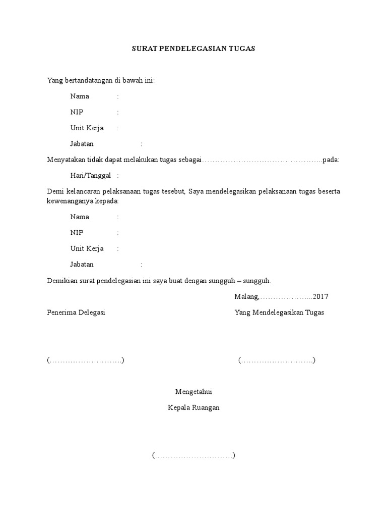 Surat Pendelegasian Tugas Docx
