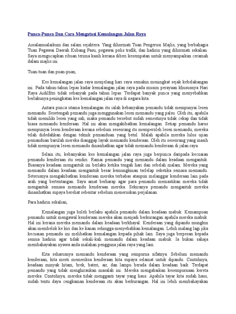 Contoh karangan Ucapan