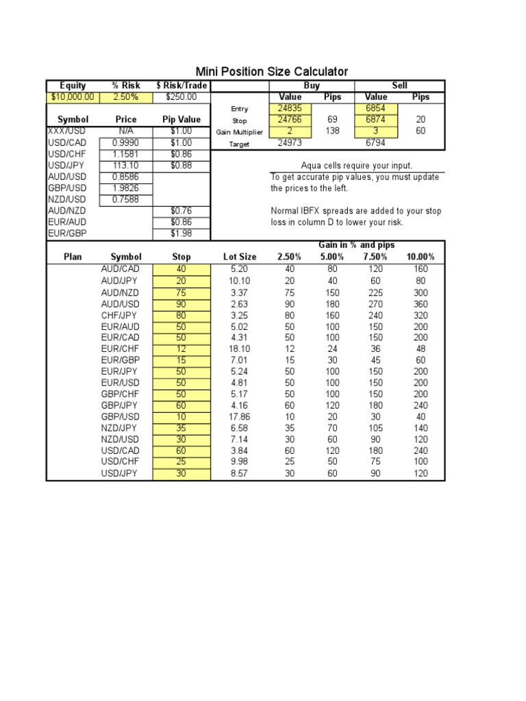 Mini Position Size | PDF | Foreign Exchange Market | Money