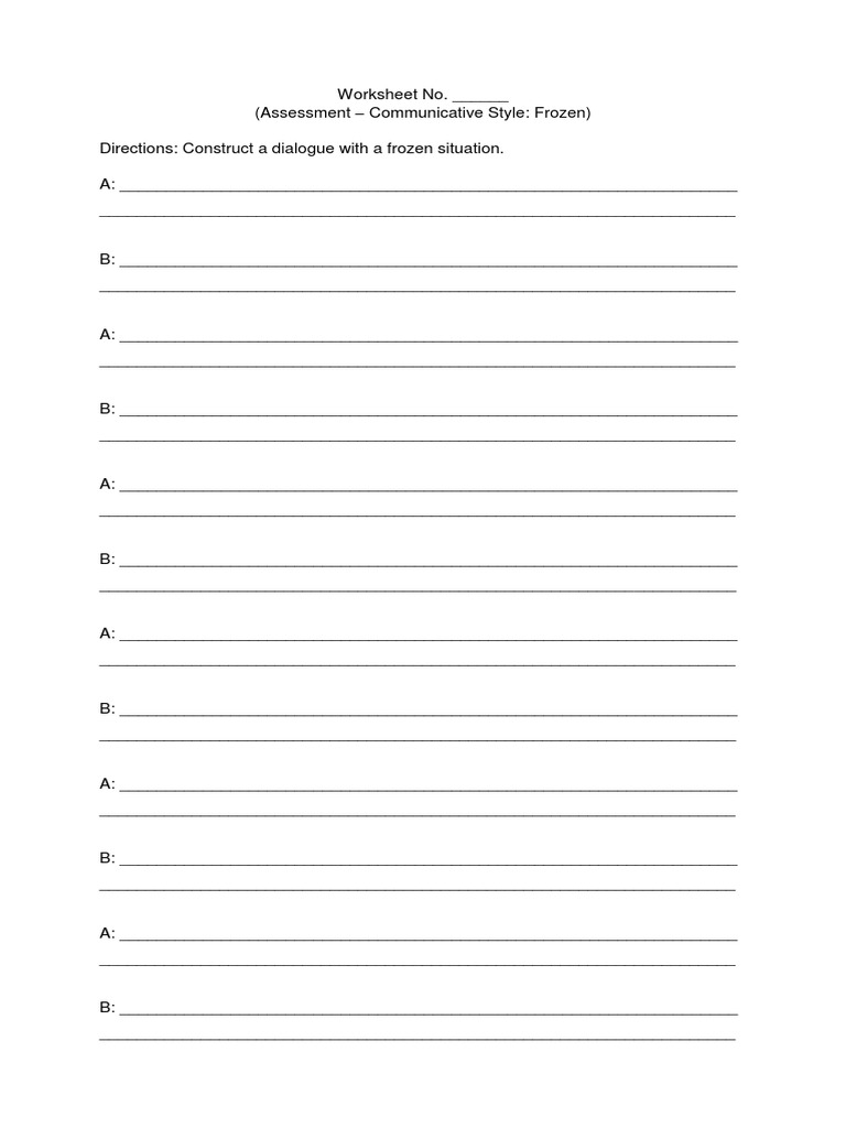 Worksheet Frozen Communicative Style