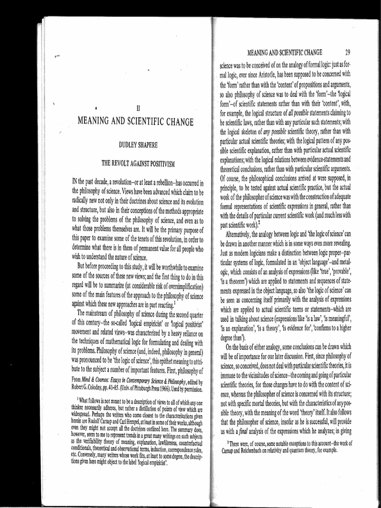 Dudley Shapere Meaning and Scientific Change | PDF