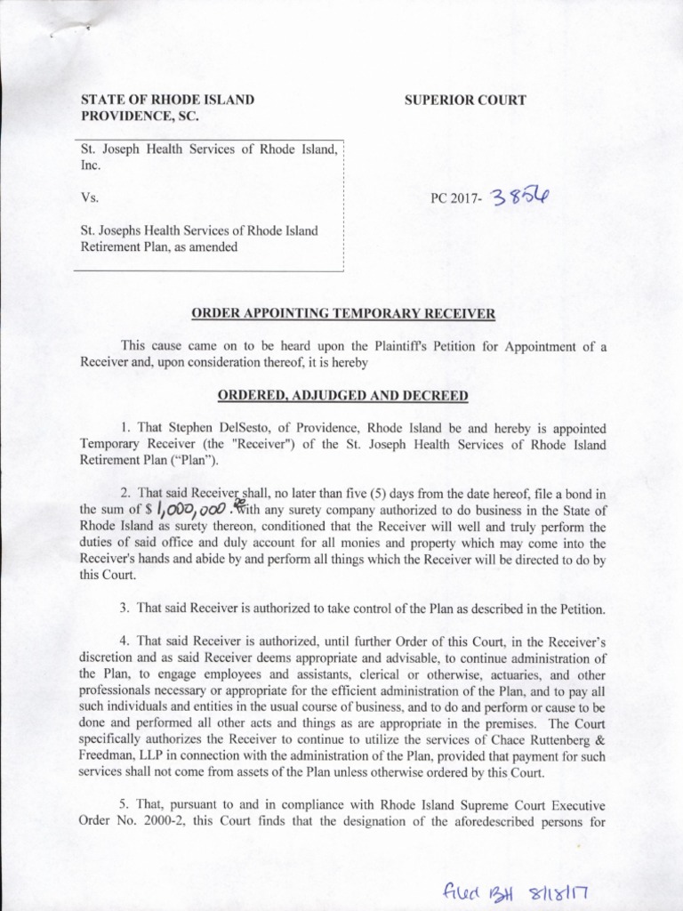 Order Appointing Temporary Receiver Bankruptcy Receivership Free