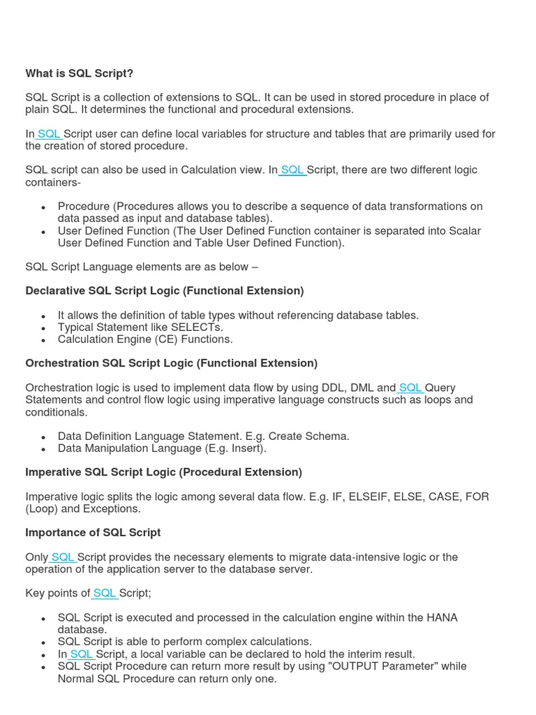 What Is SQL Script? | PDF | Sql | Subroutine