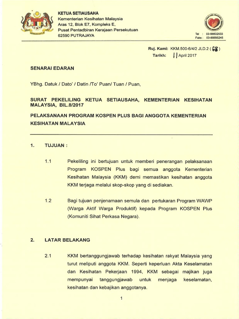 Surat Pekeliling Ketua Pengarah Kesihatan