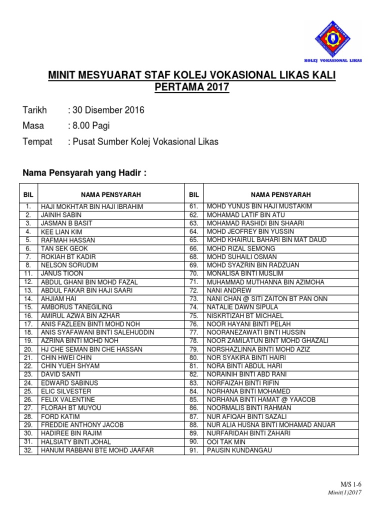 Format Baru Mesyuarat Staf Kolej  PDF