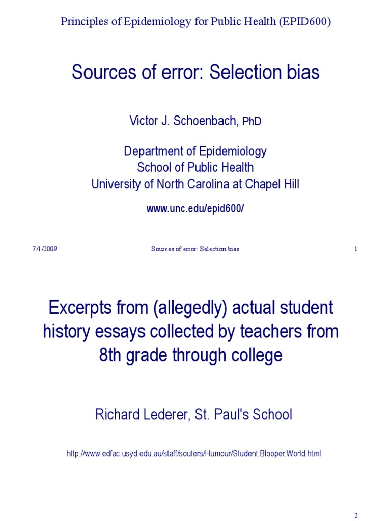 Sources of Error: Selection Bias | PDF | Science & Mathematics