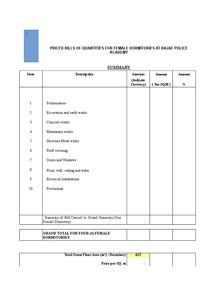Bill Of Quantities Template Excel.xls | Electrical Wiring ...