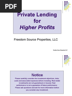 Private Lending For: Higher Profits