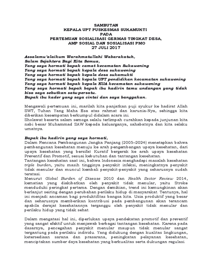 Sambutan Kepala Puskesmas