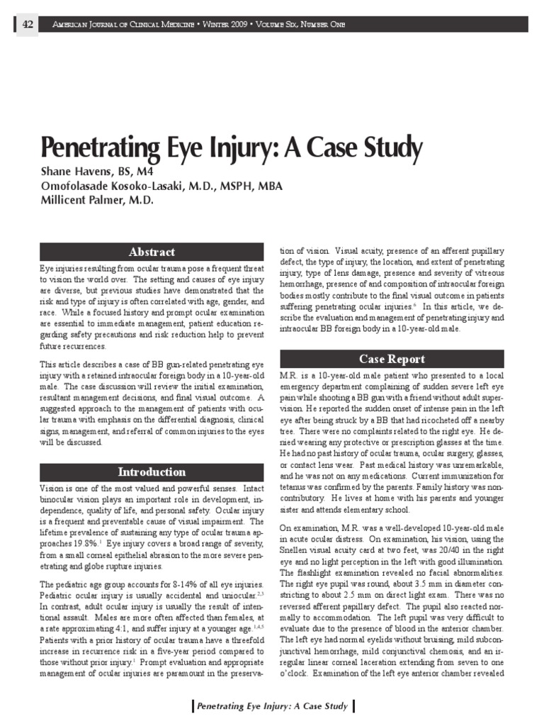Penetrating Eye Injury: A Case Study | PDF | Science & Mathematics