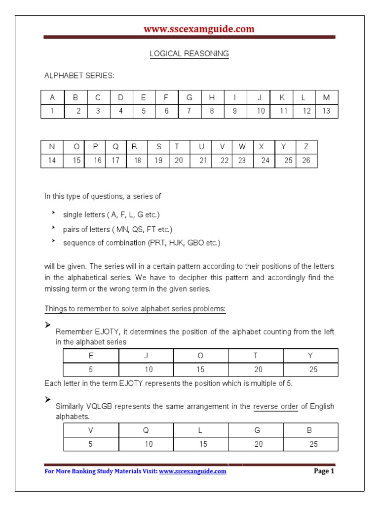 Reasoning Tips - To - Solve - Alphabet - Series - in - Logical PDF ...