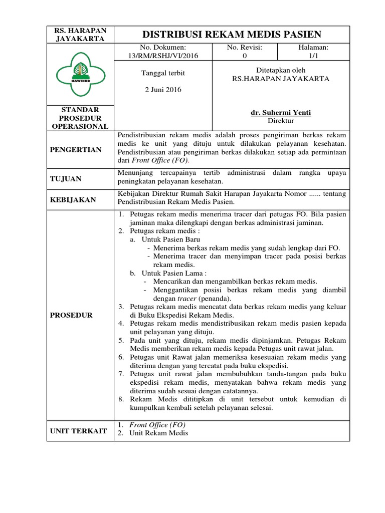 1 Distribusi Rekam Medis Pasien 