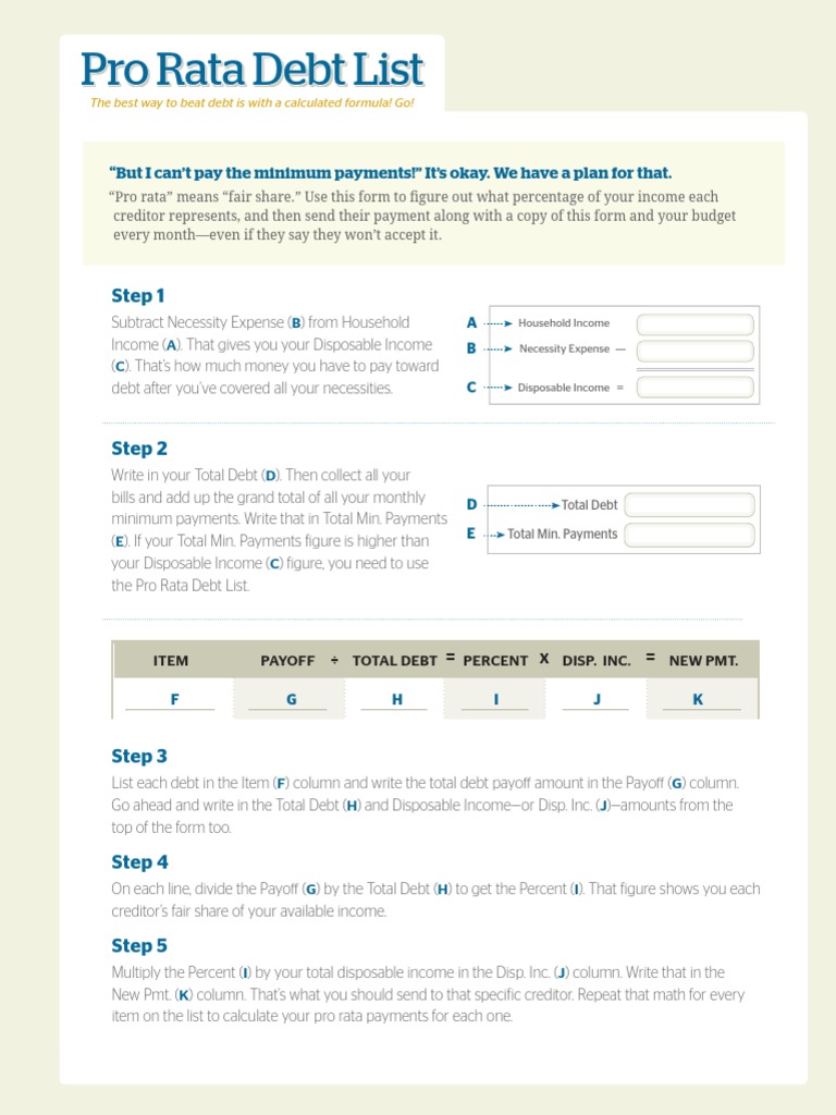Pro Rata Debt List | PDF | Pro Rata | Disposable And Discretionary Income