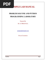 GE8161 Problem Solving and Python Programming Lab Manual