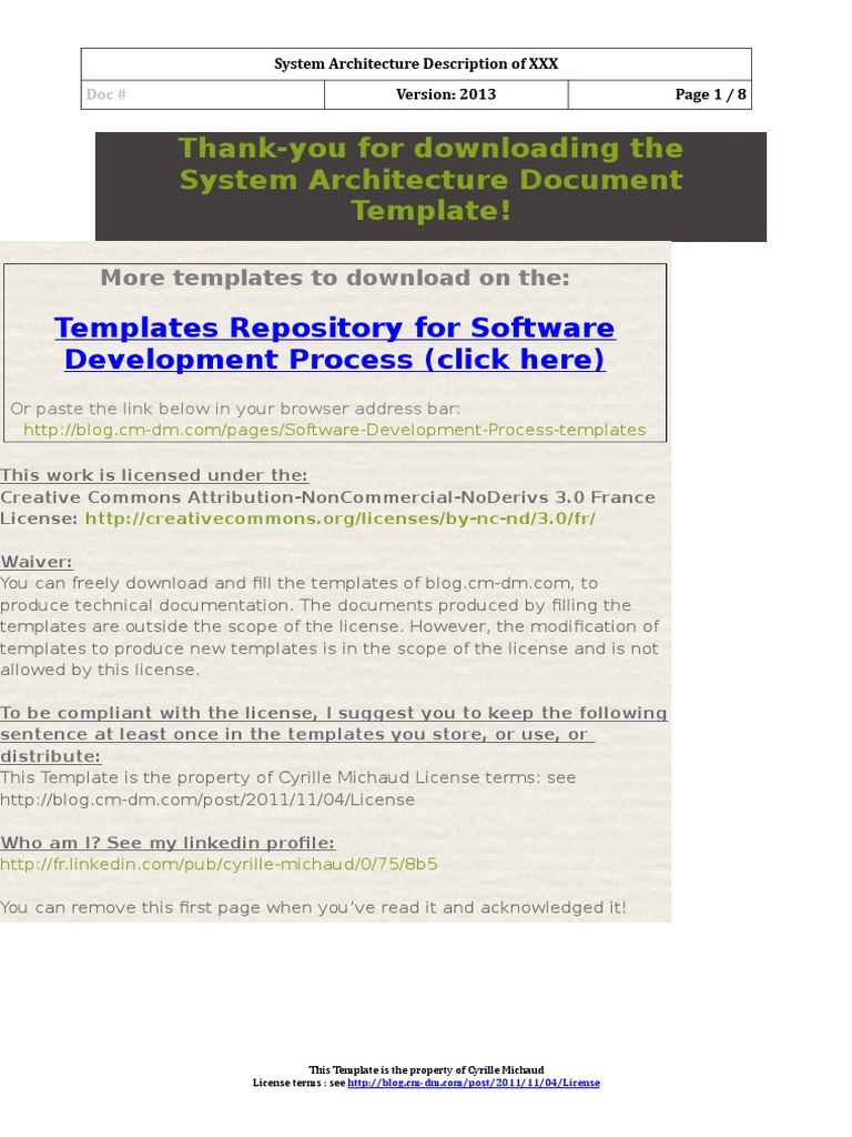 System Architecture Document Template | PDF | Component Based Software ...
