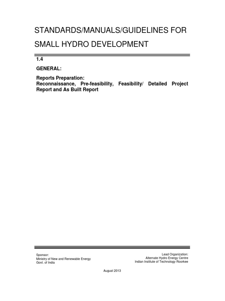Small Hydro Project Report Guidelines | PDF | Hydroelectricity | Hydropower
