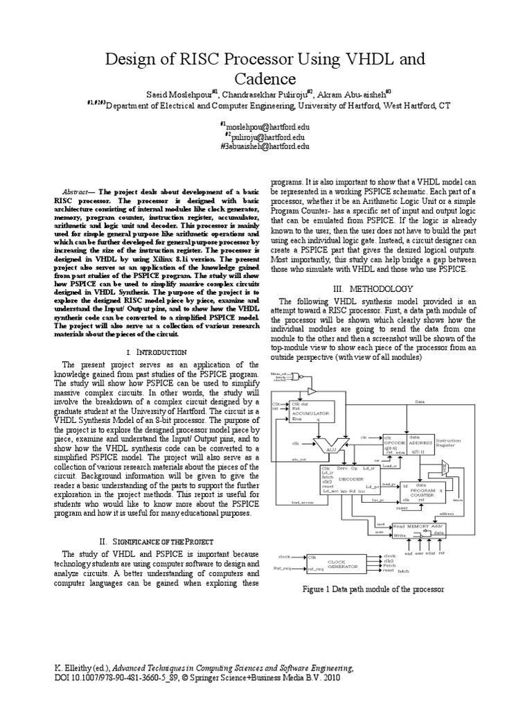 Design of RISC Processor Using VHDL and Cadence | PDF | Central ...