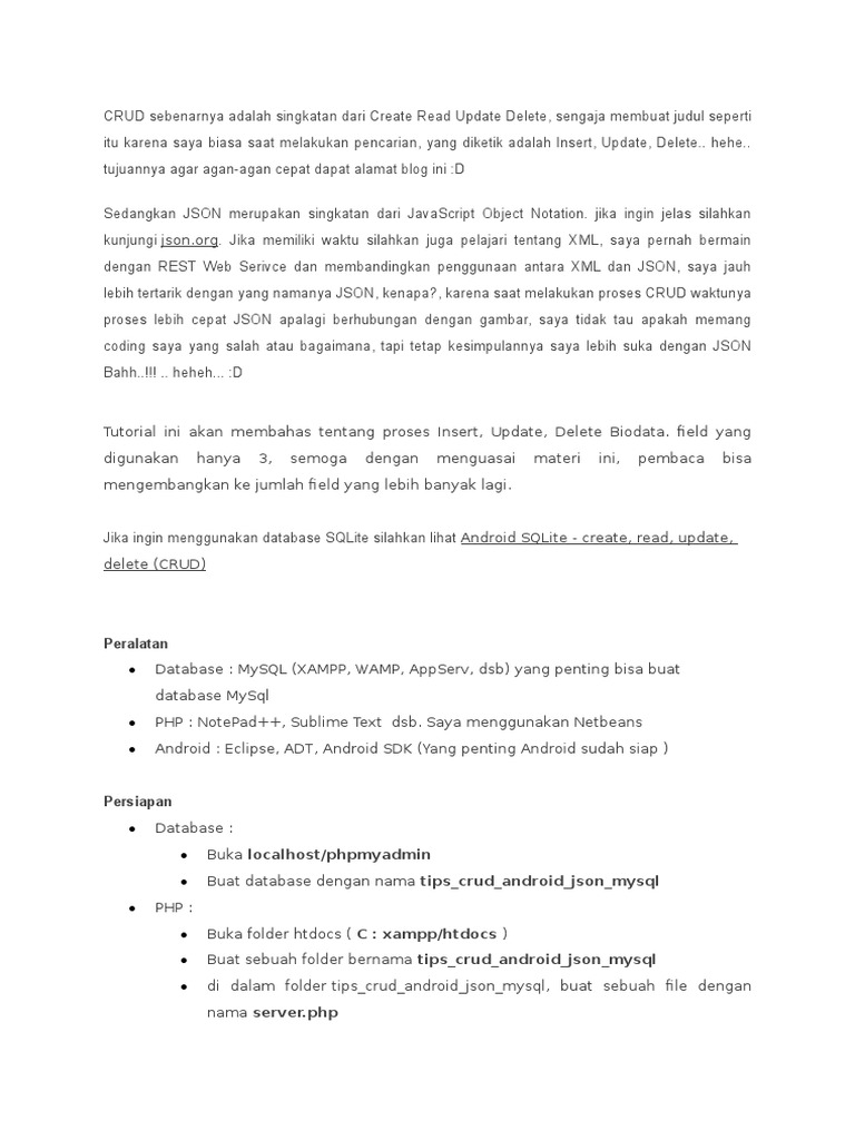 CRUD Sebenarnya Adalah Singkatan Dari Create Read Update Delete | PDF