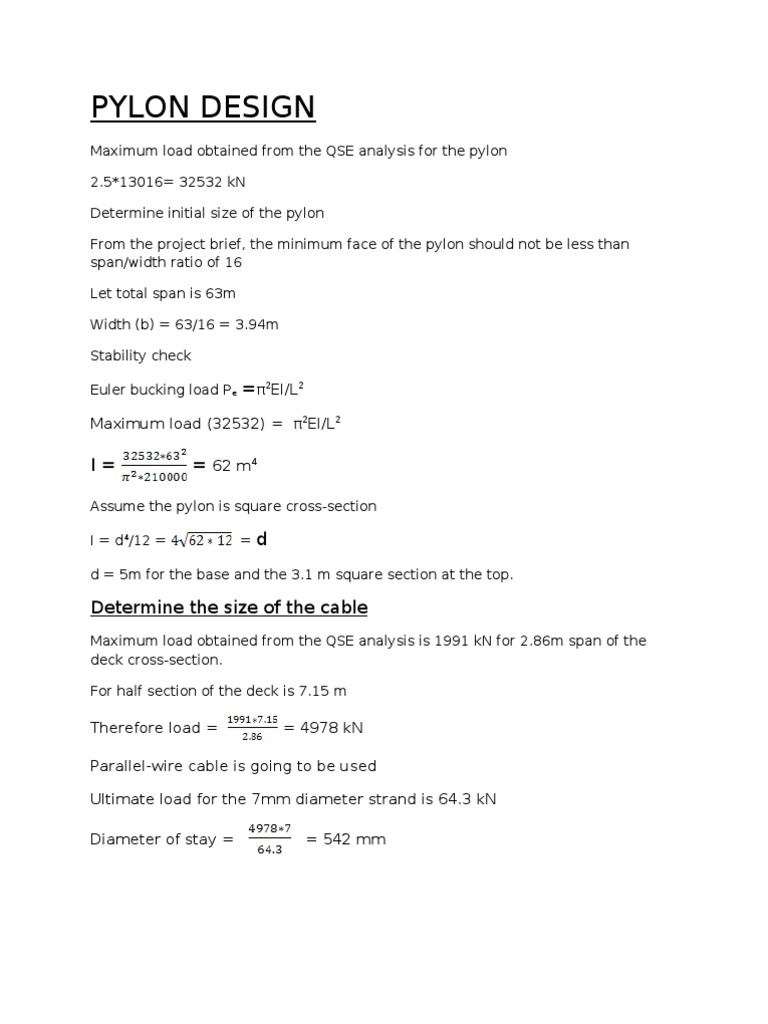 Pylon Structure Design Analysis | PDF | Science & Mathematics