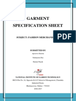 Garment Specification Sheet: Subject: Fashion Merchandising