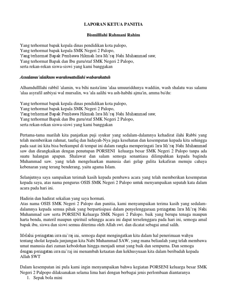 Laporan Ketua Panitia