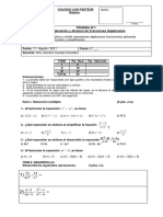 Prueba Multiplicación y División de Fracciones Algebraicas