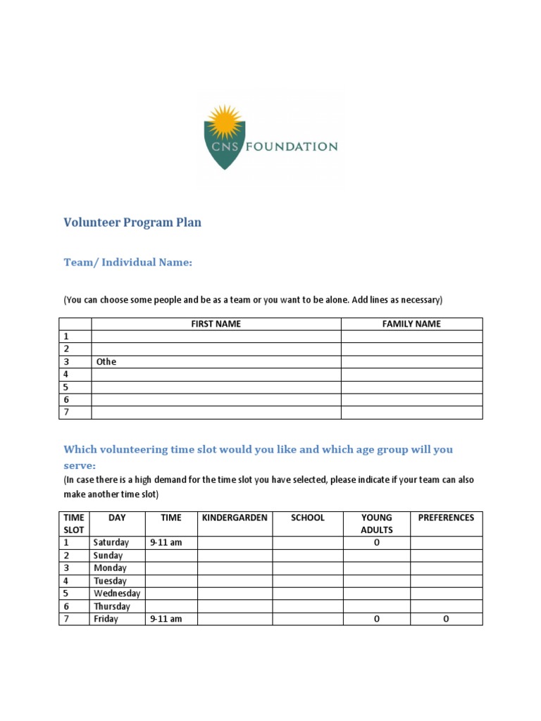 Volunteer Program Plan Overview | PDF | Career & Growth