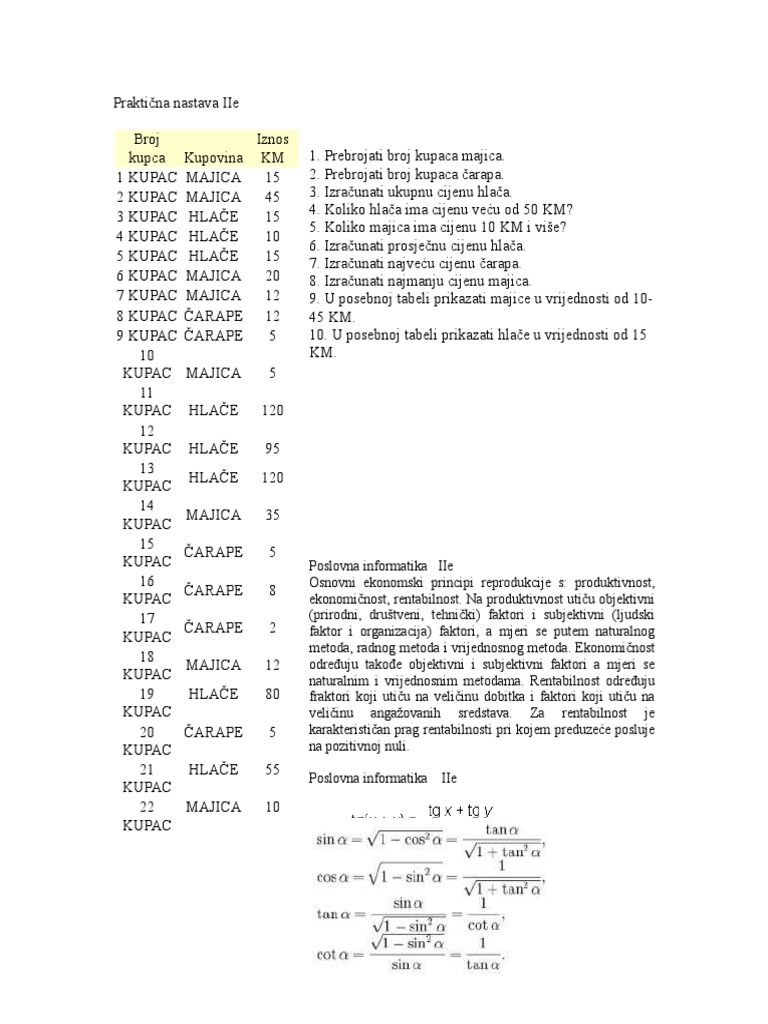 Poslovna Informatika Zadaci | PDF