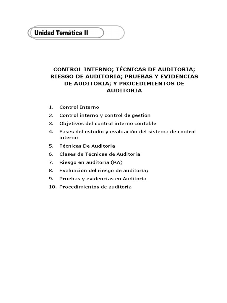 Control Interno y Técnicas de Auditoría | PDF | Muestreo (Estadísticas ...