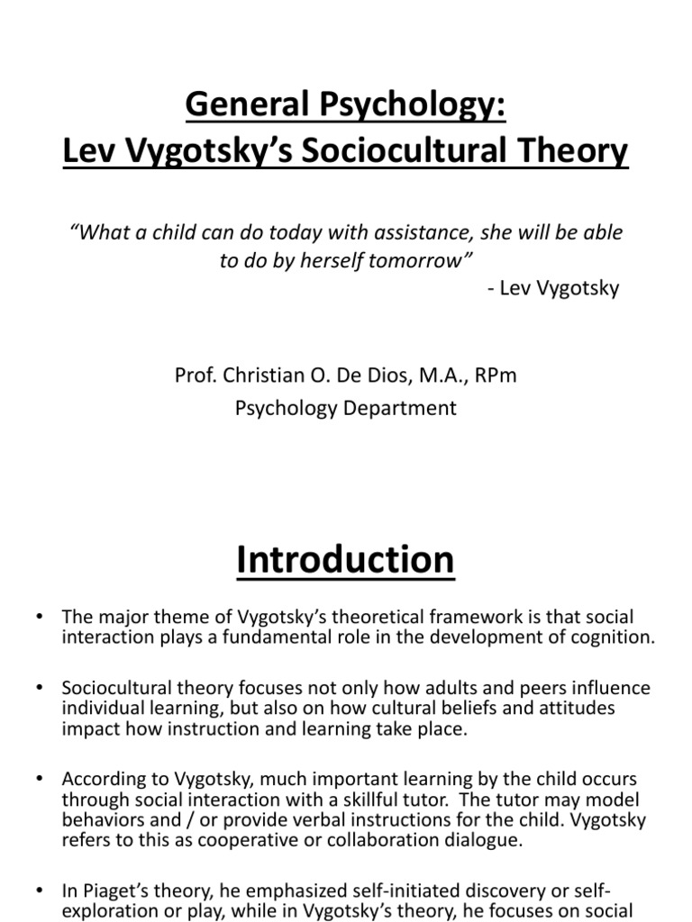 5 Lev Vygotskys Sociocultural Theory | PDF | Teaching | Education Theory