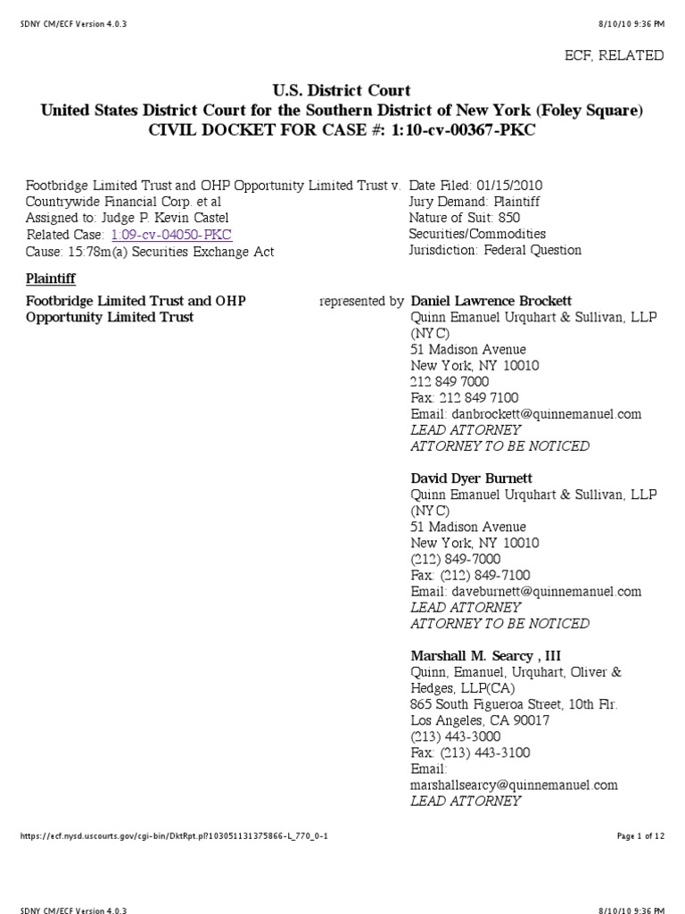 U.S. District Court United States District Court For The Southern