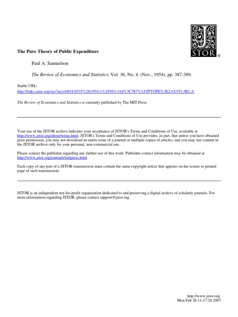 The Pure Theory Of Public Expenditure