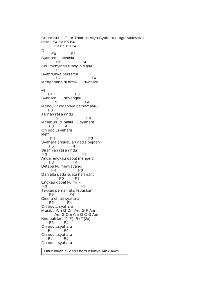 Chord Kunci Gitar Thomas Arya Pdf