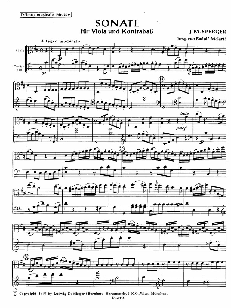 Sonata para Viola y Contrabajo, Sperger | PDF | Formas musicales ...