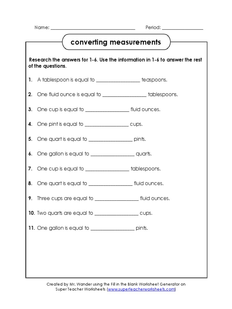 Converting Measurements PDF