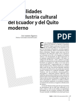 Las Debilidades de La Industria Cultural Del Ecuador y Del Quito Moderno
